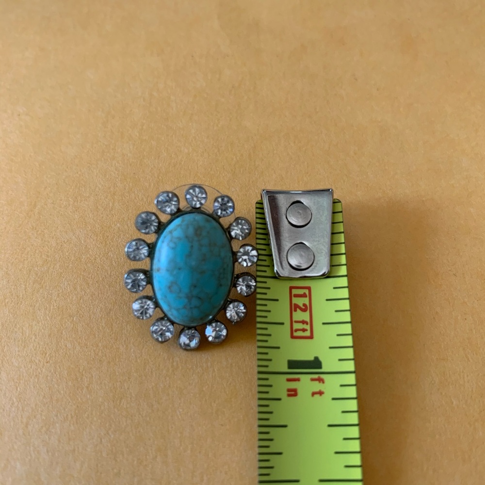 Turquoise & Rhinestone Earrings ✨ - Picture 6 of 6